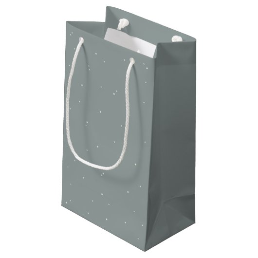 Petit Sac Cadeau Mariage d'hiver Seafoam Green Snowberry+Eucalyptus (Dos Angle)