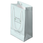 Petit Sac Cadeau Mariage Favour Ice Blue Tropical Noms et Date (Devant Angle)