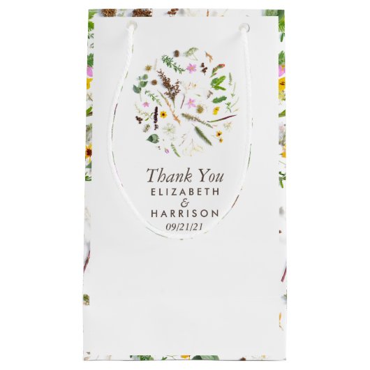 Petit Sac Cadeau Mariage Fleur Sauvage Simple Élégant Botanique Fav (Devant)