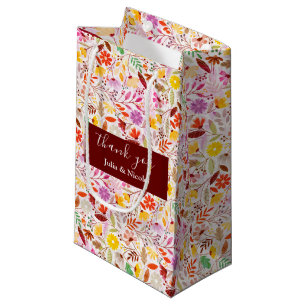 Petit Sac Cadeau Mariage Fleurs de Tulipe de Printemps Orange Bleu