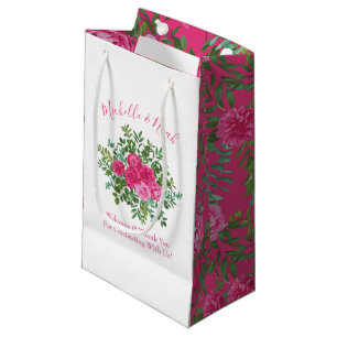 Petit Sac Cadeau Mariage floral rose vif