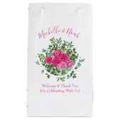 Petit Sac Cadeau Mariage floral rose vif (Devant)