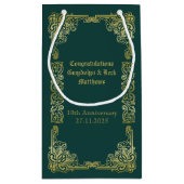 Petit Sac Cadeau Mariage Monogramme Classic Gold Frame Dark Green (Dos)