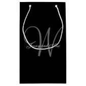 Petit Sac Cadeau Mariage noir et argent Monogramme (Dos)
