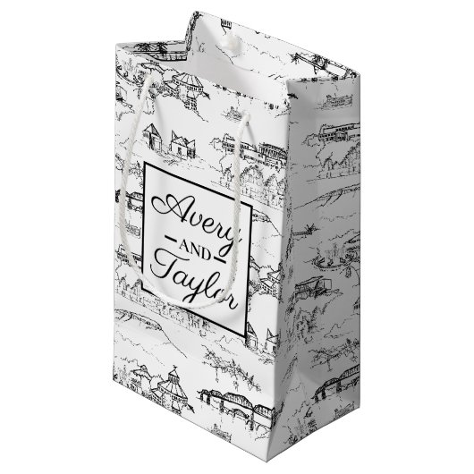 Petit Sac Cadeau Mariage noir et blanc de Chattanooga Toile (Devant Angle)