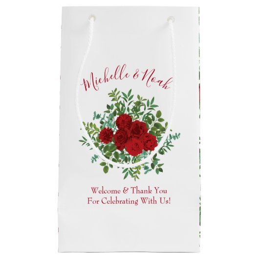Petit Sac Cadeau Mariage Red Rose (Devant)