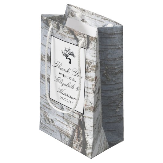 Petit Sac Cadeau Mariage Rustic Silver Birch Tree (Devant Angle)