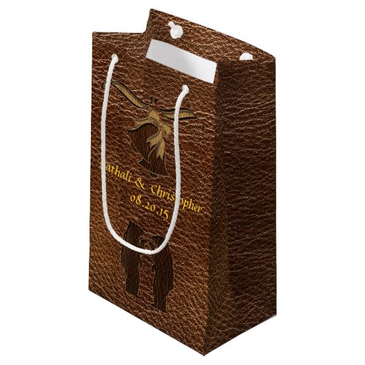 Petit Sac Cadeau Mariage simili cuir (Devant Angle)