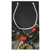 Petit Sac Cadeau Mariage Tropical Noir et Or (Dos)