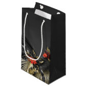 Petit Sac Cadeau Mariage Tropical Noir et Or (Devant Angle)