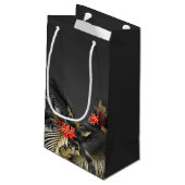 Petit Sac Cadeau Mariage Tropical Noir et Or (Dos Angle)
