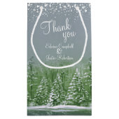 Petit Sac Cadeau Mariages d'hiver pins gris vert art merci (Dos)