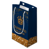 Petit Sac Cadeau Marine Blue Gold Royal Prince Merci (Devant Angle)