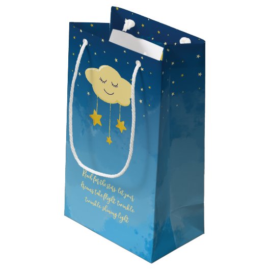 Petit Sac Cadeau Marine Blue Gold Twinkle Little Star (Dos Angle)