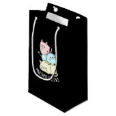 Petit Sac Cadeau Marsh-meow-low Funny Chat Marshmallow Pun Dark BG (Devant Angle)