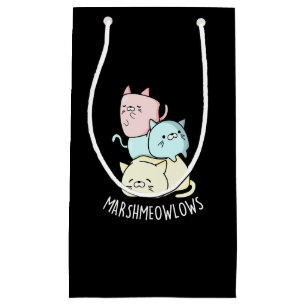 Petit Sac Cadeau Marsh-meow-low Funny Chat Marshmallow Pun Dark BG