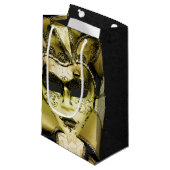 Petit Sac Cadeau Mascarade Mardi Gras Or Brossé (Devant Angle)