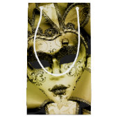 Petit Sac Cadeau Mascarade Mardi Gras Or Brossé (Devant)