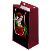 Petit Sac Cadeau Mascarade rouge verte vénitienne (Devant Angle)