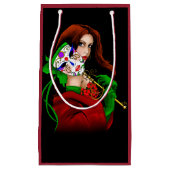 Petit Sac Cadeau Mascarade rouge verte vénitienne (Devant)