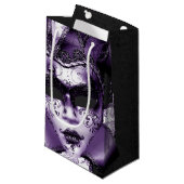 Petit Sac Cadeau Mascarade violette Mardi Gras (Devant Angle)