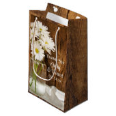 Petit Sac Cadeau Mason Jar et White Daisies Merci Mariage (Devant Angle)