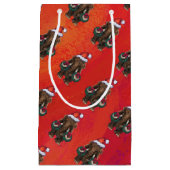 Petit Sac Cadeau Mastodon festif en rouge (Devant)