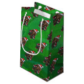 Petit Sac Cadeau Mastodon festif sur vert (Dos Angle)