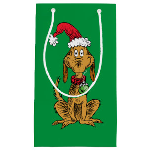 Petit Sac Cadeau Max le chien avec un chapeau de Père Noël