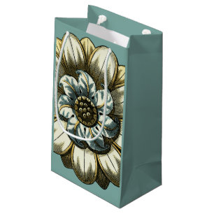 Petit Sac Cadeau Médaillon floral fleuri sur l'arrière - plan