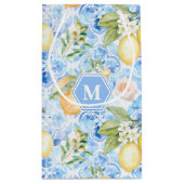 Petit Sac Cadeau Mediterranean Blue Tile Limoncello Monogram Name (Dos)