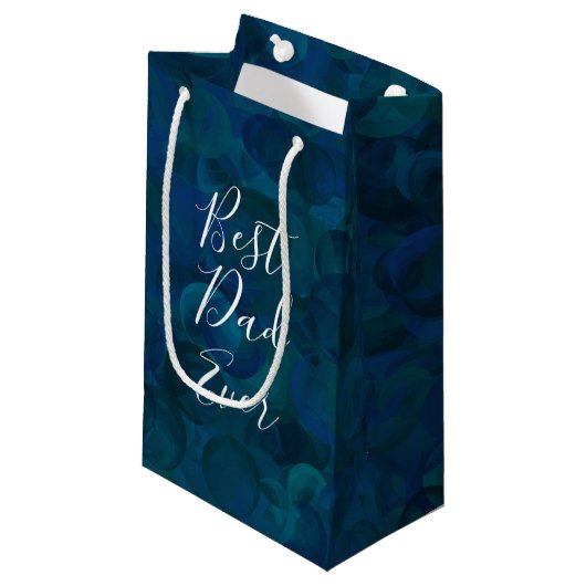 Petit Sac Cadeau Meilleur papa jamais Turquoise bleu (Devant Angle)