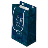 Petit Sac Cadeau Meilleur papa jamais Turquoise bleu (Dos Angle)