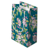 Petit Sac Cadeau Meilleure maman jamais rose Apple Blossom sur Navy (Dos Angle)