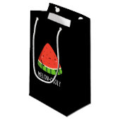 Petit Sac Cadeau Melon-choly Funny Sad Watermelon Pun Dark BG (Devant Angle)