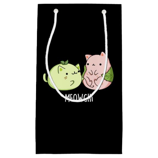 Petit Sac Cadeau Meowchi Funny Mochi Pun Dark BG (Devant)