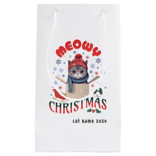 Petit Sac Cadeau Meowny Noël Grumpy Gris Chat Mug (Devant)