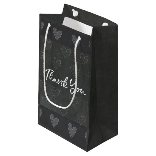 Petit Sac Cadeau Merci Chalk Board Conception avec Coeurs Classic (Devant Angle)