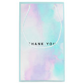 Petit Sac Cadeau Merci d'aquarelle bleu et violet Abstrait moderne (Dos)