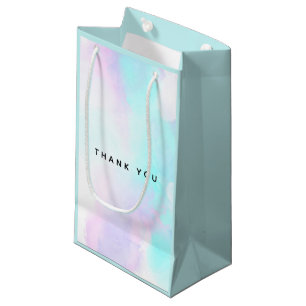 Petit Sac Cadeau Merci d'aquarelle bleu et violet Abstrait moderne