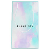 Petit Sac Cadeau Merci d'aquarelle bleu et violet Abstrait moderne (Devant)