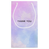 Petit Sac Cadeau Merci d'aquarelle bleu violet élégant (Dos)