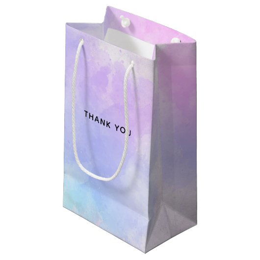 Petit Sac Cadeau Merci d'aquarelle bleu violet élégant (Devant Angle)