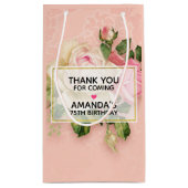 Petit Sac Cadeau Merci de bouquet rose et blanc Rose & Rose (Dos)