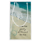 Petit Sac Cadeau Merci de mariage tropical de plage (Devant)