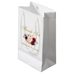 Petit Sac Cadeau Merci floral d'or de Bourgogne d'aquarelle