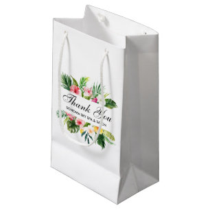 Petit Sac Cadeau Merci floral tropical d'aquarelle élégante