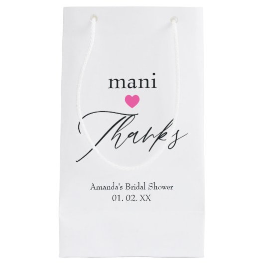 Petit Sac Cadeau Merci mani rose (Devant)