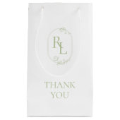 Petit Sac Cadeau Merci Mariage de Monogramme Floral Vert (Devant)