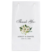 Petit Sac Cadeau Merci Mariage vert blanc aquarelle (Devant)